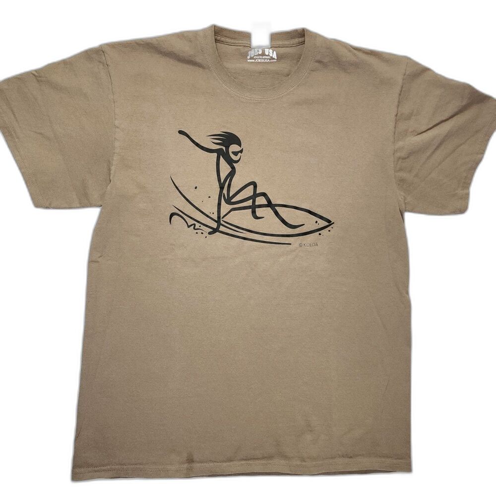 Joe's USA Athletic Apparel Brown Surfer Graphic T-Shirt Size L